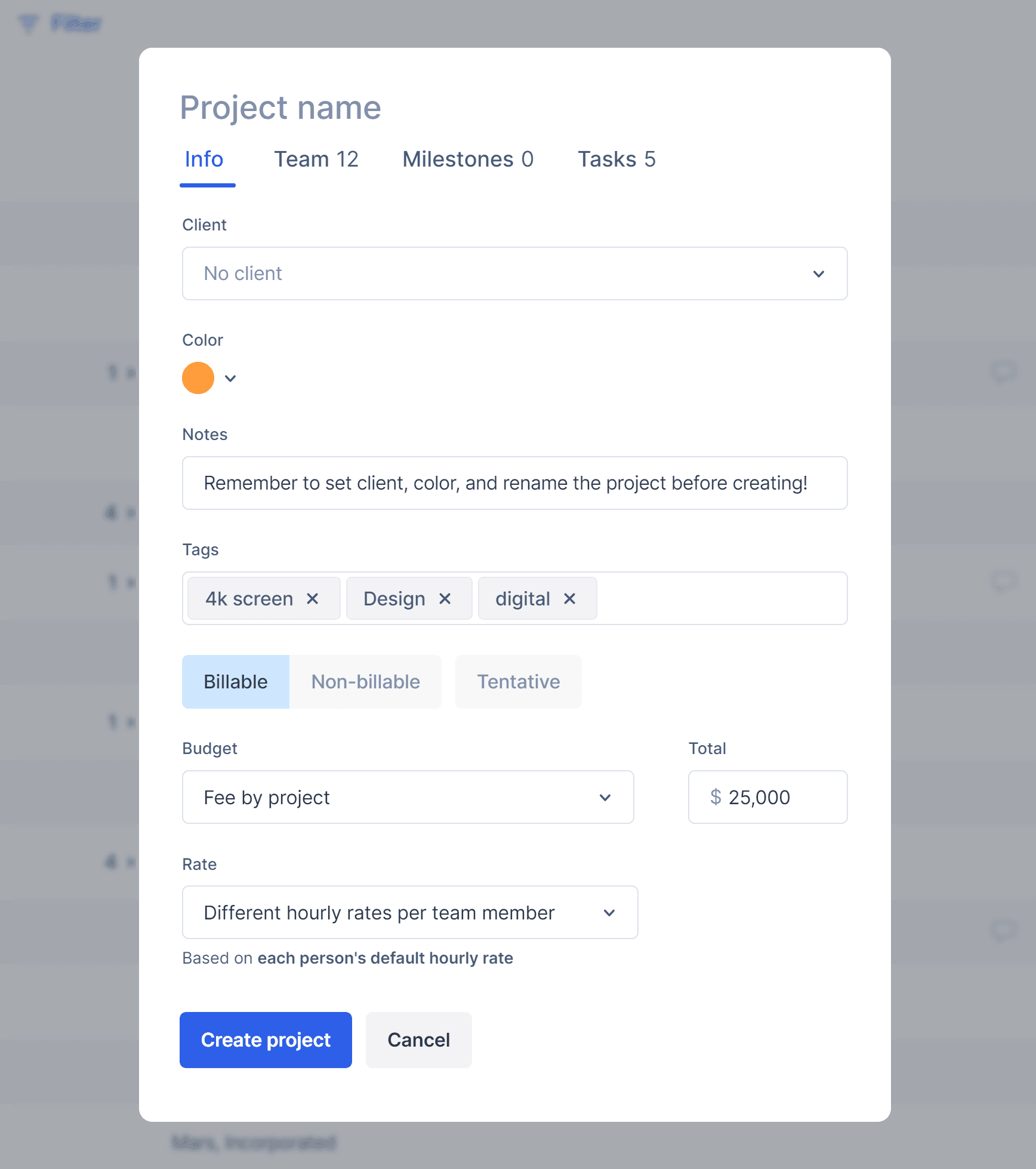 Add a project in Float