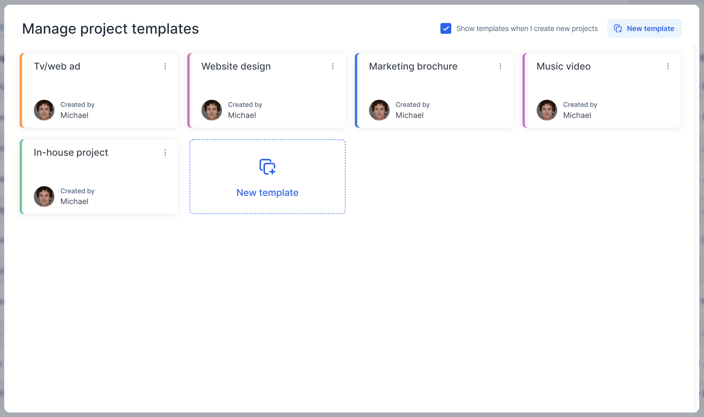 Manage project templates in Float