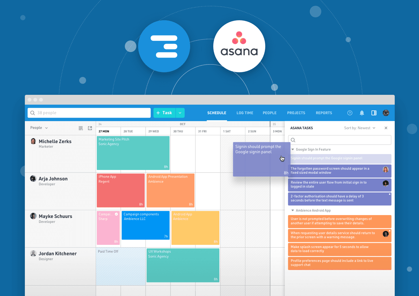 Simplify your resource scheduling workflow with our Asana integration